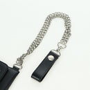 CELINE Chain Wallet Leather Silver Black 10C633-38SI Auth 127916-12