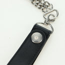 CELINE Chain Wallet Leather Silver Black 10C633-38SI Auth 127916-13