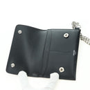 CELINE Chain Wallet Leather Silver Black 10C633-38SI Auth 127916-16