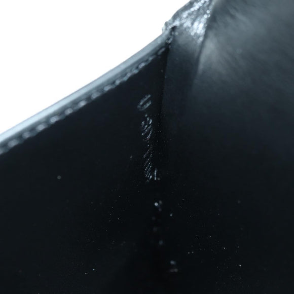 CELINE Chain Wallet Leather Silver Black 10C633-38SI Auth 127916