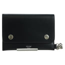 CELINE Chain Wallet Leather Silver Black 10C633-38SI Auth 127916-2