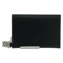 CELINE Chain Wallet Leather Silver Black 10C633-38SI Auth 127916-3