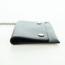 CELINE Chain Wallet Leather Silver Black 10C633-38SI Auth 127916-4