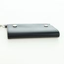 CELINE Chain Wallet Leather Silver Black 10C633-38SI Auth 127916-6