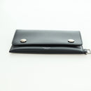 CELINE Chain Wallet Leather Silver Black 10C633-38SI Auth 127916-7