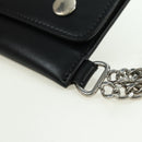 CELINE Chain Wallet Leather Silver Black 10C633-38SI Auth 127916-9