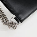 CELINE Chain Wallet Leather Silver Black 10C633-38SI Auth 127916M-15