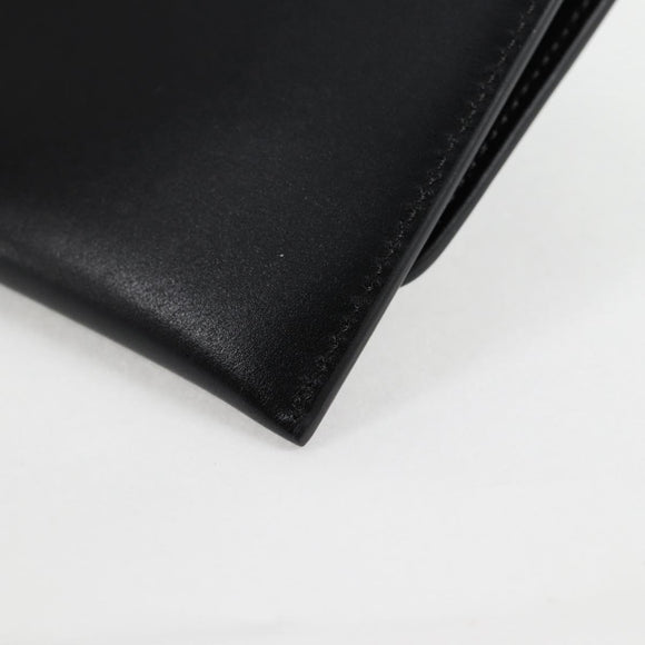 CELINE Chain Wallet Leather Silver Black 10C633-38SI Auth 127916M