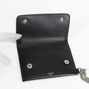 CELINE Chain Wallet Leather Silver Black 10C633-38SI Auth 127916M-9