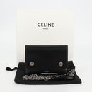 CELINE Chain Wallet Leather Silver Black 10C633-38SI Auth 127916M-12