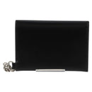 CELINE Chain Wallet Leather Silver Black 10C633-38SI Auth 127916M-2