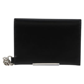 CELINE Chain Wallet Leather Silver Black 10C633-38SI Auth 127916M - 0