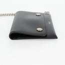 CELINE Chain Wallet Leather Silver Black 10C633-38SI Auth 127916M-3