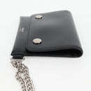 CELINE Chain Wallet Leather Silver Black 10C633-38SI Auth 127916M-4