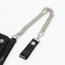 CELINE Chain Wallet Leather Silver Black 10C633-38SI Auth 127916M-6