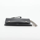 CELINE Chain Wallet Leather Silver Black 10C633-38SI Auth 127916M-7