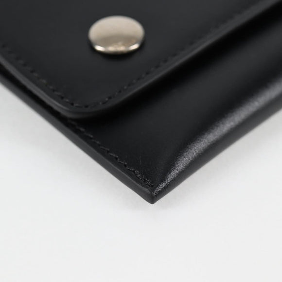 CELINE Chain Wallet Leather Silver Black 10C633-38SI Auth 127916M