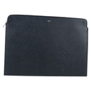 CELINE Clutch Bag Leather Navy Silver 10B593-070 Auth 127920M-1