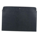 CELINE Clutch Bag Leather Navy Silver 10B593-070 Auth 127920M-13