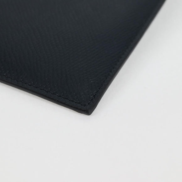 CELINE Clutch Bag Leather Navy Silver 10B593-070 Auth 127920M