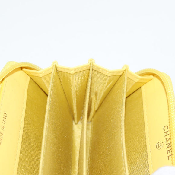 CHANEL Coin Purse Caviar Skin Gold Yellow CC Auth 127923M