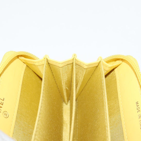 CHANEL Coin Purse Caviar Skin Gold Yellow CC Auth 127923M