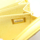 CHANEL Coin Purse Caviar Skin Gold Yellow CC Auth 127923M-18