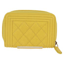 CHANEL Coin Purse Caviar Skin Gold Yellow CC Auth 127923M-3