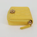 CHANEL Coin Purse Caviar Skin Gold Yellow CC Auth 127923M-4