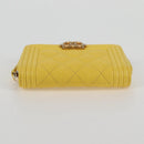 CHANEL Coin Purse Caviar Skin Gold Yellow CC Auth 127923M-7