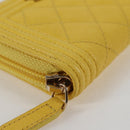 CHANEL Coin Purse Caviar Skin Gold Yellow CC Auth 127923M-8