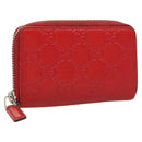 GUCCI GG Canvas Guccissima Coin Purse Leather Red 255452 Auth 127950V-1
