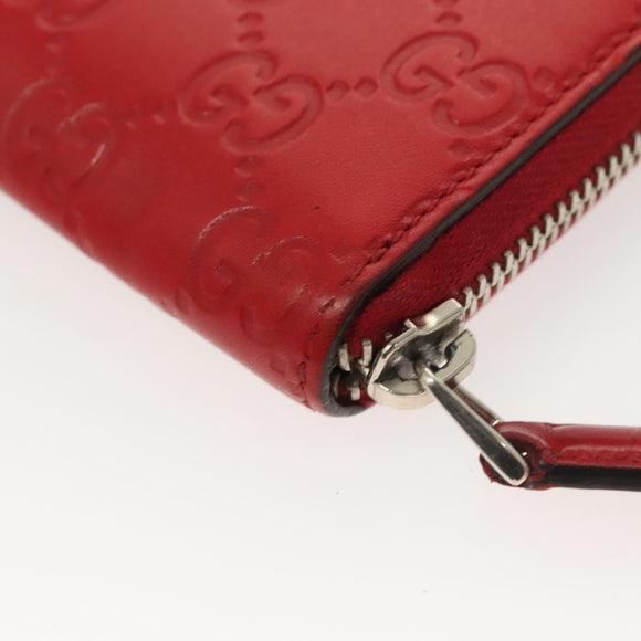 GUCCI GG Canvas Guccissima Coin Purse Leather Red 255452 Auth 127950V