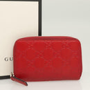 GUCCI GG Canvas Guccissima Coin Purse Leather Red 255452 Auth 127950V-12