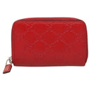 GUCCI GG Canvas Guccissima Coin Purse Leather Red 255452 Auth 127950V-13