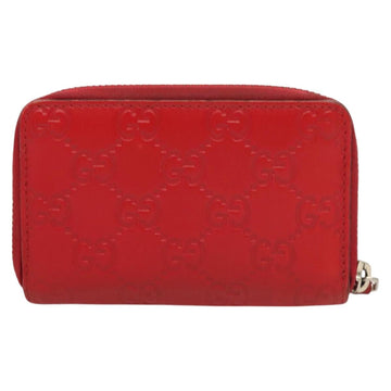 GUCCI GG Canvas Guccissima Coin Purse Leather Red 255452 Auth 127950V - 0
