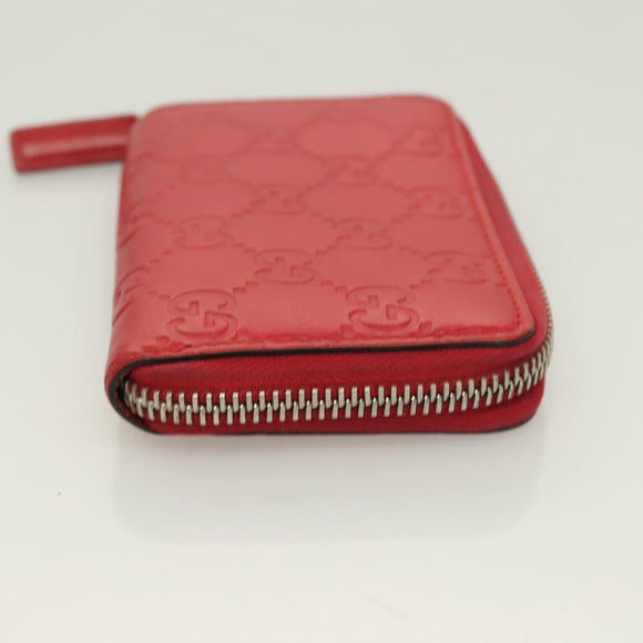 GUCCI GG Canvas Guccissima Coin Purse Leather Red 255452 Auth 127950V