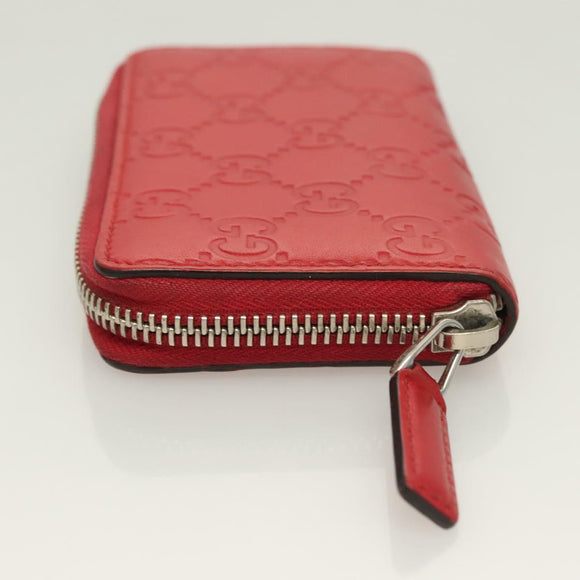 GUCCI GG Canvas Guccissima Coin Purse Leather Red 255452 Auth 127950V