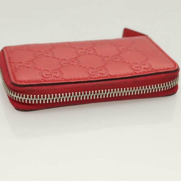 GUCCI GG Canvas Guccissima Coin Purse Leather Red 255452 Auth 127950V