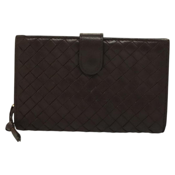 BOTTEGA VENETA INTRECCIATO Wallet Leather Brown 121060 Auth 127951