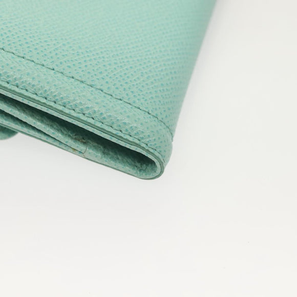 Salvatore Ferragamo Wallet Leather Turquoise Blue Gold Auth 127952V