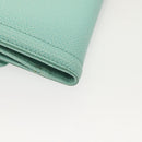 Salvatore Ferragamo Wallet Leather Turquoise Blue Gold Auth 127952V-15