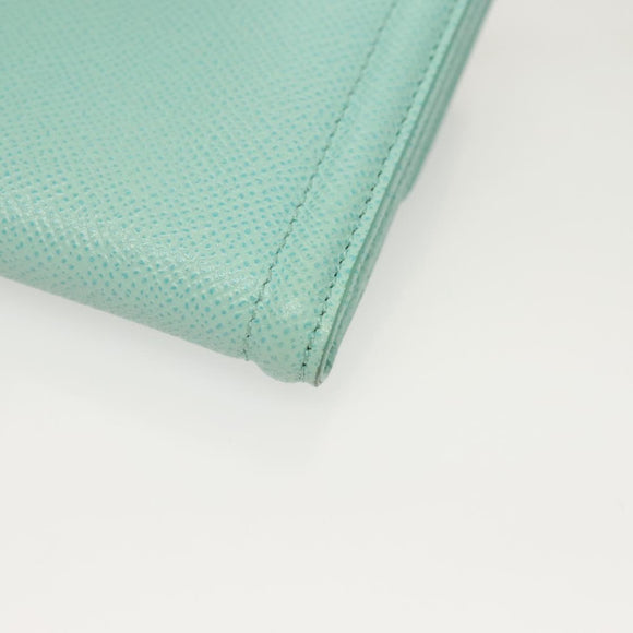 Salvatore Ferragamo Wallet Leather Turquoise Blue Gold Auth 127952V