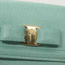 Salvatore Ferragamo Wallet Leather Turquoise Blue Gold Auth 127952V-17