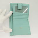 Salvatore Ferragamo Wallet Leather Turquoise Blue Gold Auth 127952V-8