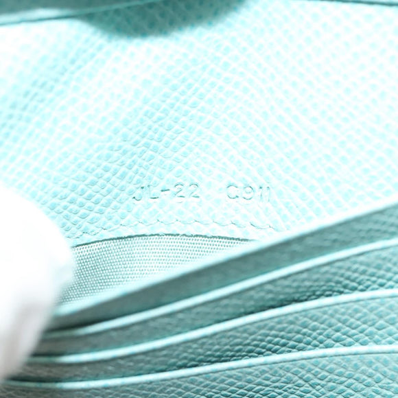 Salvatore Ferragamo Wallet Leather Turquoise Blue Gold Auth 127952V