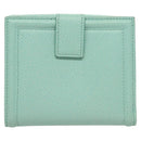 Salvatore Ferragamo Wallet Leather Turquoise Blue Gold Auth 127952V-2