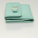 Salvatore Ferragamo Wallet Leather Turquoise Blue Gold Auth 127952V-4