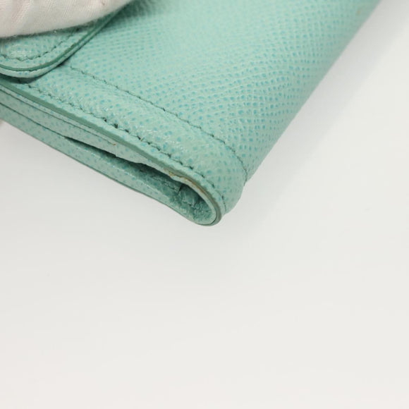 Salvatore Ferragamo Wallet Leather Turquoise Blue Gold Auth 127952V