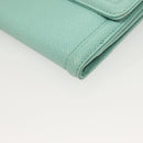 Salvatore Ferragamo Wallet Leather Turquoise Blue Gold Auth 127952V-14